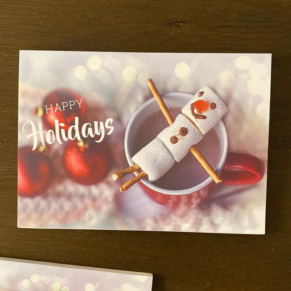 32 Merry Christmas Happy Holidays Marshmallow Greeting Cards (NEW OPEN BOX)